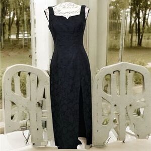 Vintage 90’s Floral Pinup Sexy Black Dress